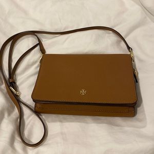 Tory Burch chestnut brown crossbody bag with adjustable strap